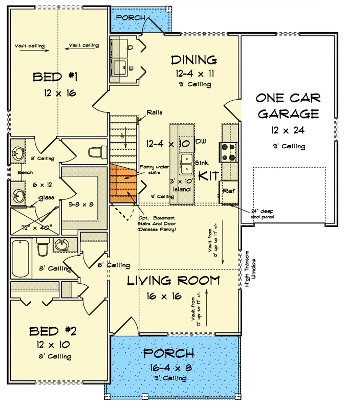 Plan 52473WM: Charming 4 Bed Craftsman Cottage Plan with Main Level Master - Floor Plan - Main Level - Cottage, Craftsman, Traditional