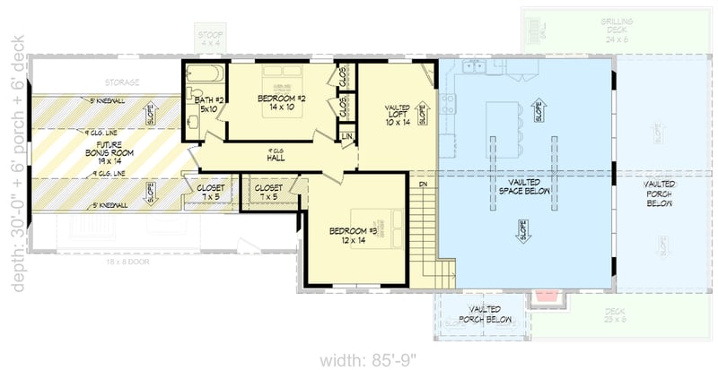 Plan 680614VR: Mountain House Plan with Main Level Master and Vaulted Great Room - Floor Plan - 2nd Floor - Mountain