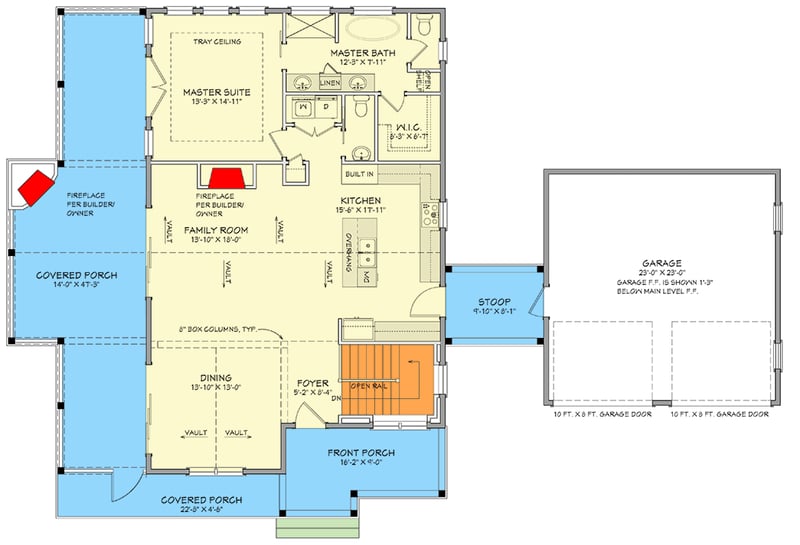 Plan 800003GDP: Luxurious Modern Farmhouse House Plan with Walkout Basement and Dual Porches - Floor Plan - Main Level - Farmhouse, Modern Farmhouse, New American
