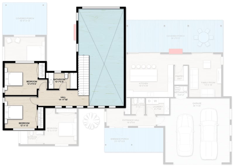 Plan 242000TRU: Modern 4-Bedroom House Plan with Two-Story Great Room and Main Level Master - Floor Plan - 2nd Floor - Contemporary, Modern, Northwest