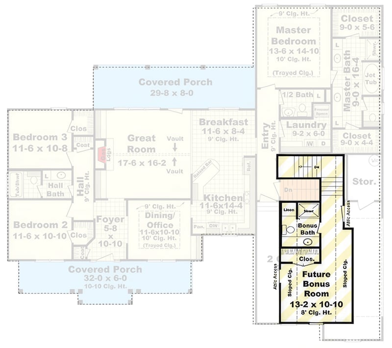 Plan 51294MM: Elegant Modern Farmhouse House Plan with Split Bedrooms and Bonus - Floor Plan - Optionally Finished Bonus Room - Country, New American, Traditional