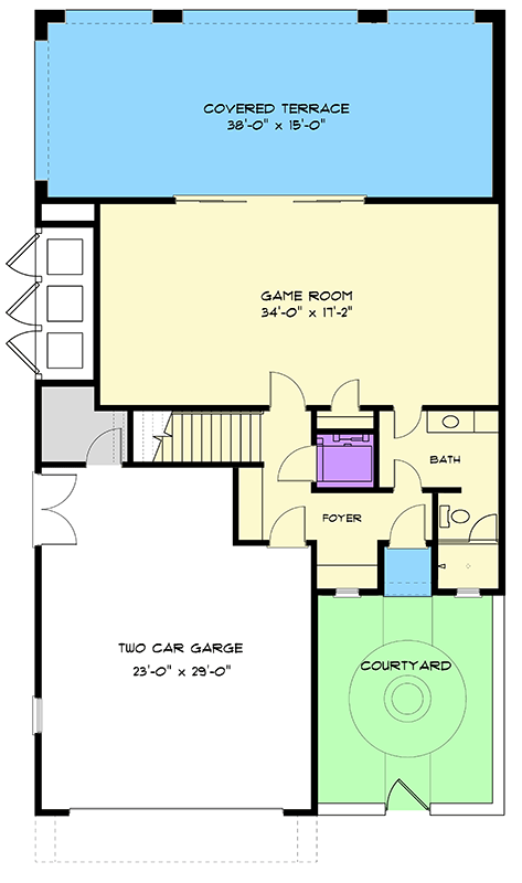 Plan 93230EL: Luxury Coastal House Plan with Elevator, Scullery, and Lanai - Floor Plan - Main Level - Beach, Coastal Contemporary