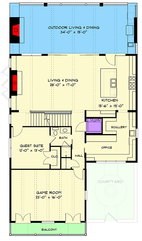 Plan 93230EL: Luxury Coastal House Plan with Elevator, Scullery, and Lanai - Floor Plan - 2nd Floor - Beach, Coastal Contemporary