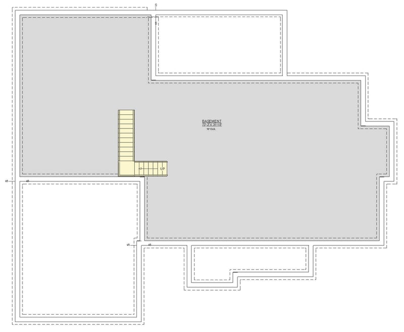 Plan 744519ABR: Four-Bedroom European House Plan with Office and Outdoor Kitchen - Floor Plan - Unfinished Basement Level - European, French Country, Traditional, Transitional