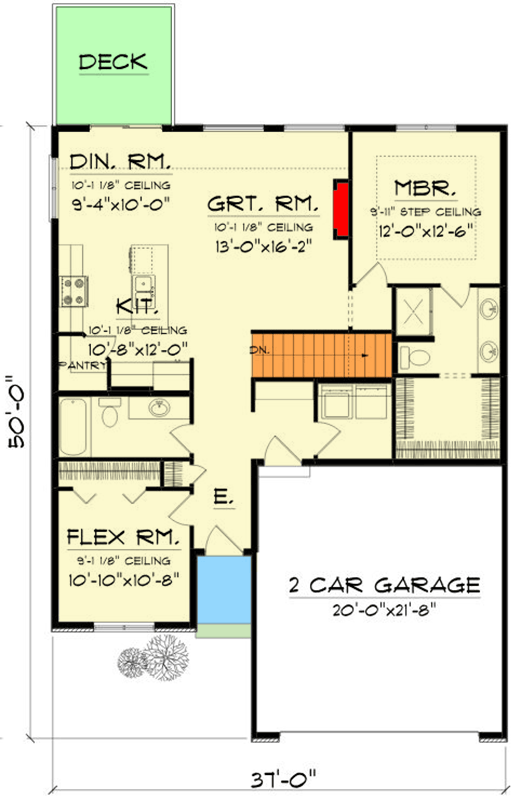 Plan 890146AH: New American House Plan with Flex Room and Split Bedrooms - Floor Plan - Main Level - Coastal, Mountain, New American, Ranch