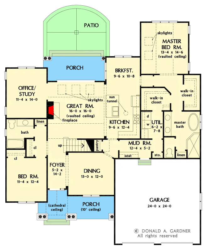 Plan 444430GDN: European Plan with Bonus Room and Formal Dining Room - Floor Plan - Main Level - Cottage, European