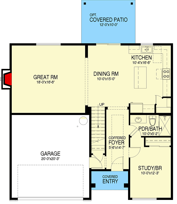 Plan 28126J: Modern Northwest House Plan: 5 Beds, Upstairs Master, and Flexible Living - Floor Plan - Main Level - Modern, Northwest
