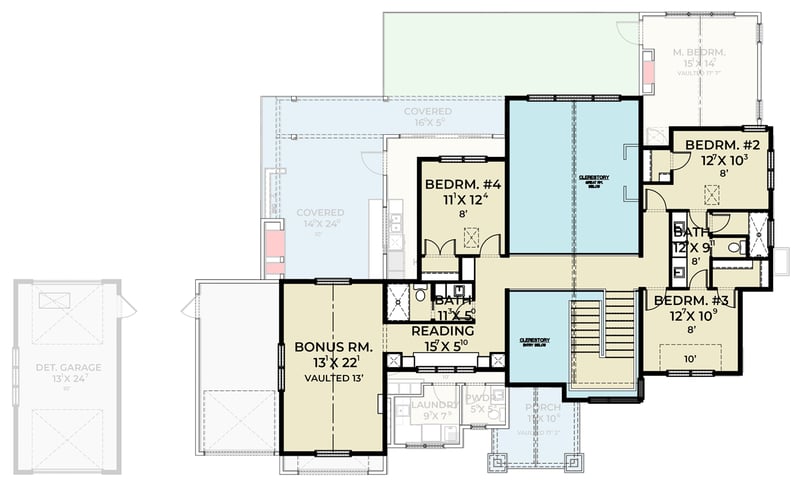 Plan 280249JWD: Northwest Cabin House Plan with First-Floor Master and Bonus Room - Floor Plan - 2nd Floor - Mountain, New American, Northwest