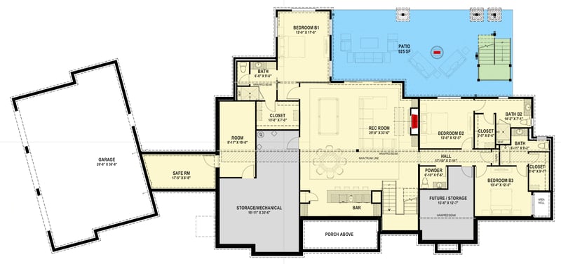 Plan 64554SC: Expansive 5-Bed European Plan with Entertainers Dream Walkout Lower Level - Floor Plan - Walkout Basement Level - European, Northwest, Transitional