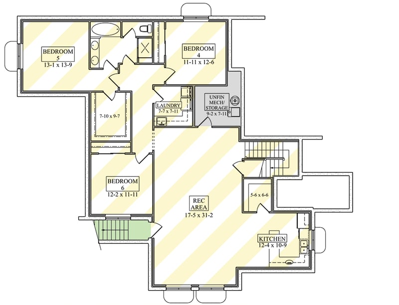 Plan 95317RW: Modern Prairie House Plan with Flex Room and Covered Patio - Floor Plan - Optionally Finished Lower Level - Prairie, Ranch