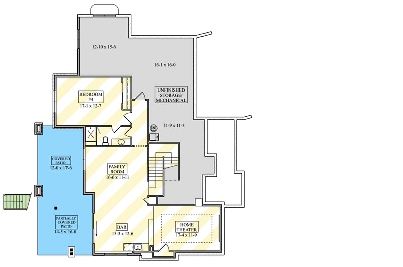 Plan 95328RW: Craftsman Mountain Ranch House Plan: Split Bedrooms and RV Garage - Floor Plan - Optionally Finished Lower Level - Craftsman, Mountain, Ranch