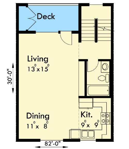 Plan 38022LB: 4 Unit Row Home with Rear Garage - Floor Plan - Main Level