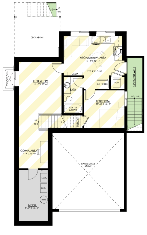 Plan 270120AF: Modern New American House Plan: 4-5 Beds Open Living and Office - Floor Plan - Optionally Finished Lower Level - New American