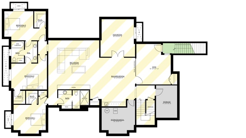 Plan 270121AF: Spacious Transitional Ranch House Plan with Vaulted Ceilings and 3-Car Garage - Floor Plan - Optional Lower Level - Ranch, Transitional