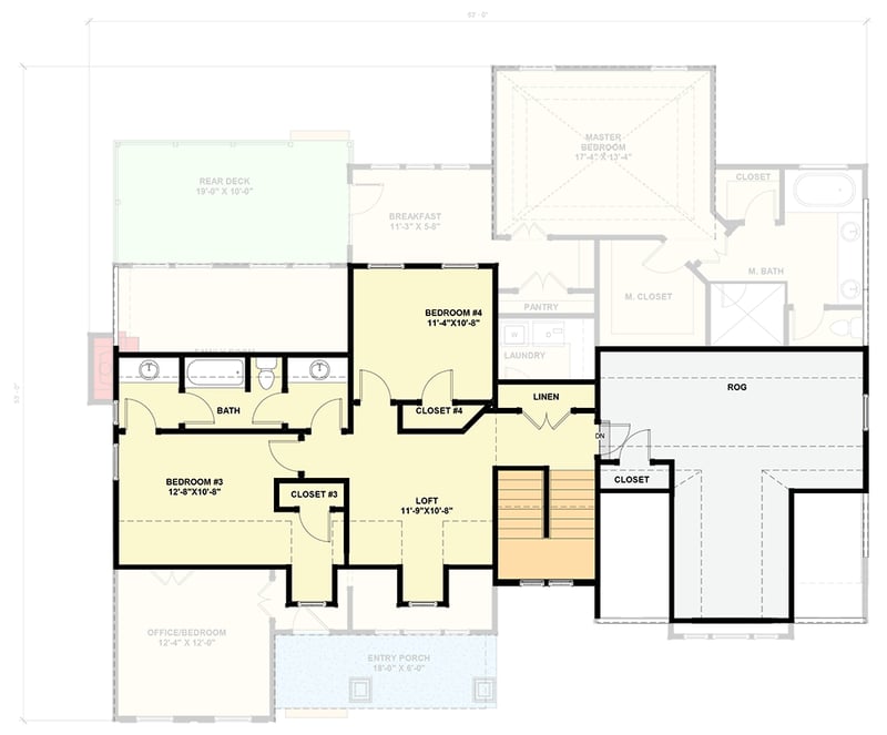 Plan 30098RT: Spacious New American House Plan with First-Floor Primary Suite and Bonus Room - Floor Plan - 2nd Floor - Country, New American, Traditional