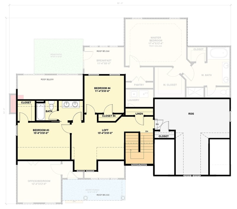 Plan 30099RT: Spacious New American House Plan: 3-4 Beds, Main-Level Master, Bonus Room - Floor Plan - 2nd Floor - Craftsman, New American