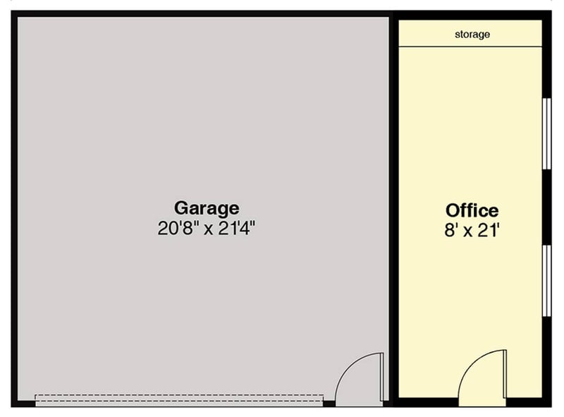 Plan 720150DA: Modern Detached 2-Car Garage House Plan with Home Office - Floor Plan - Main Level - Traditional