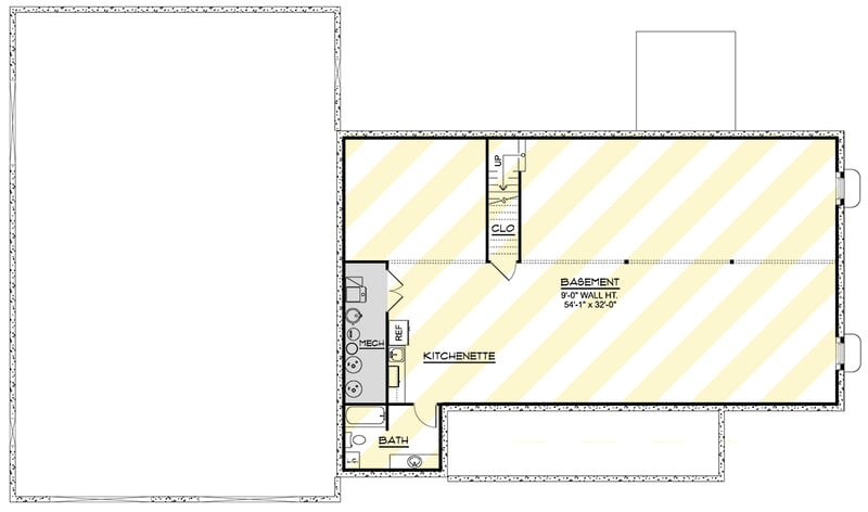Plan 135390GRA: Modern Country Barndominium House Plan with Split Beds and Workshop Garage - Floor Plan - Unfinished Basement - Barndominium, Country