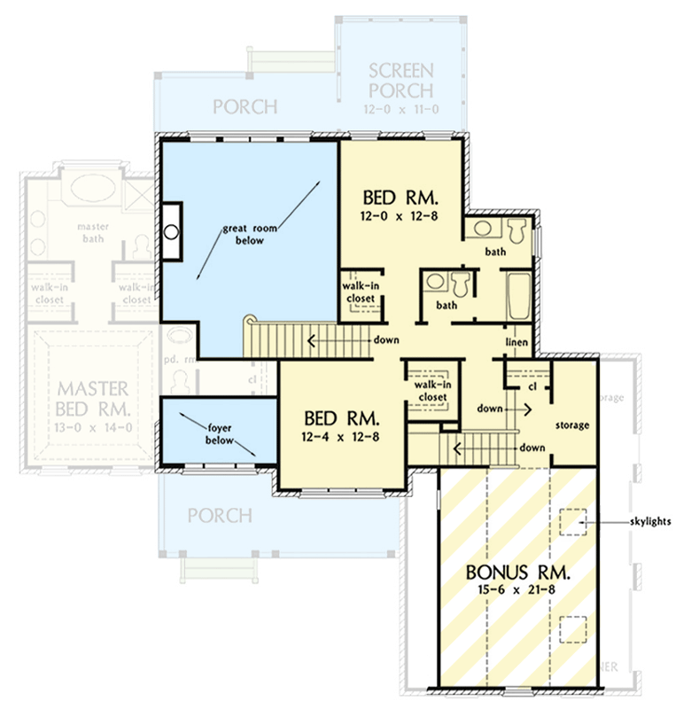 Plan 444439GDN: Colonial Craftsman House Plan with Master on Main and Two-Story Great Room - Floor Plan - 2nd Floor - Colonial, Craftsman