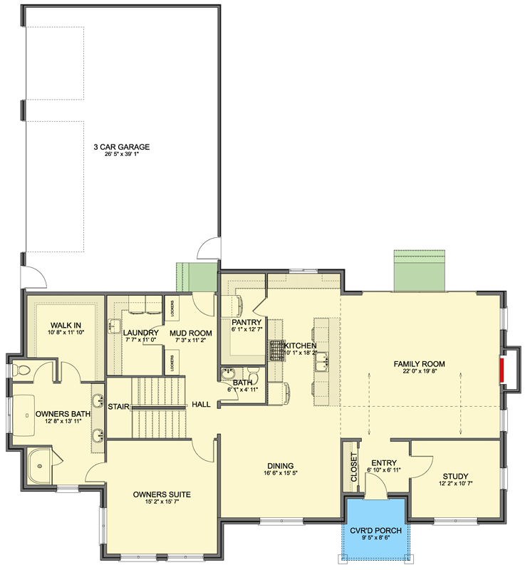 Plan 61668UT: Stately Traditional House Plan with Luxurious Owners Suite and 3 Car Garage - Floor Plan - Main Level - Traditional