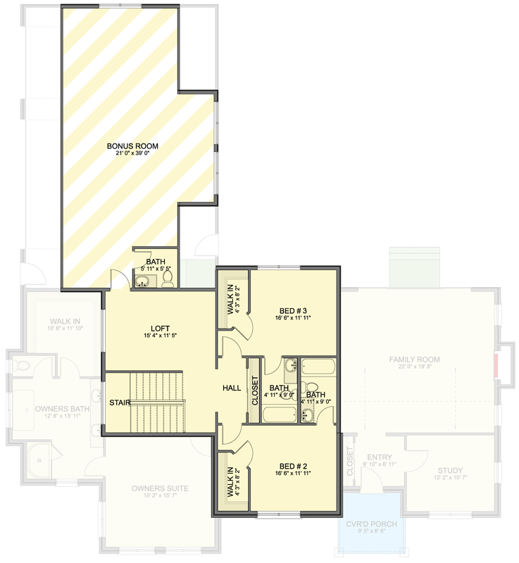Plan 61668UT: Stately Traditional House Plan with Luxurious Owners Suite and 3 Car Garage - Floor Plan - 2nd Floor - Traditional