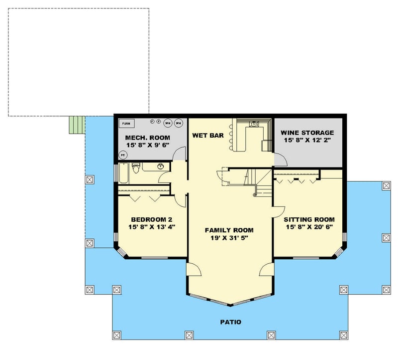 Plan 350157GH: Craftsman Lodge 4-Bed Plan with Walkout Basement and Wrap-Around Porch - Floor Plan - Lower Basement Level - Craftsman, Mountain, New American