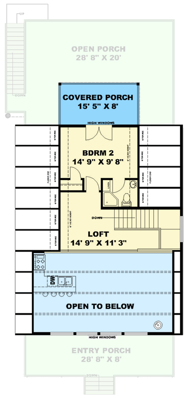 Plan 350159GH: Modern A-Frame House Plan with Two Master Suites and Vaulted Living - Floor Plan - 2nd Floor - A-Frame, Cabin, Modern
