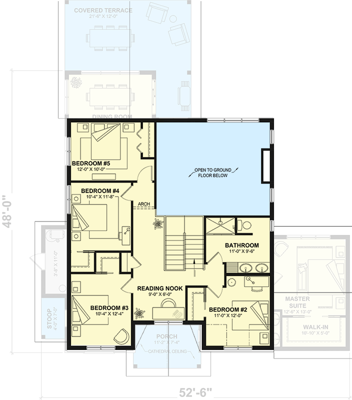 Plan 22717DR: Open Concept Modern Farmhouse House Plan with 5 Beds, Main Master - Floor Plan - 2nd Floor - Modern Farmhouse, New American