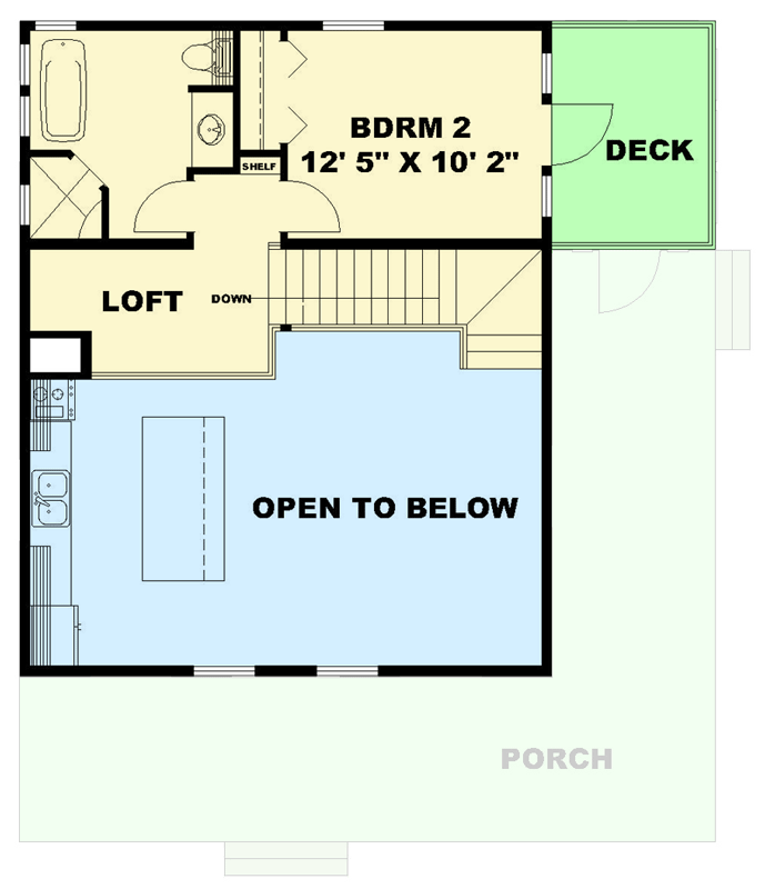 Plan 350161GH: Country House Plan with Wrap-Around Deck, Loft, and Main Master - Floor Plan - 2nd Floor - Country, Traditional