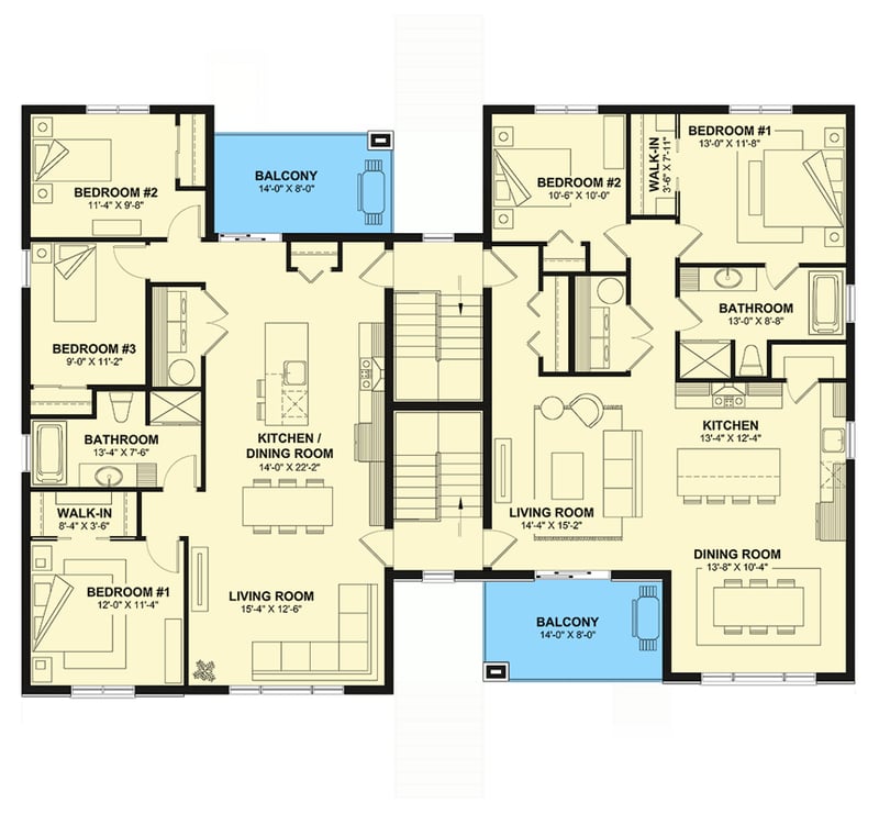 Plan 22719DR: Expansive Multi-Level House Plan with 10 Beds, 8 Baths, and Balconies - Floor Plan - Third Level - Northwest