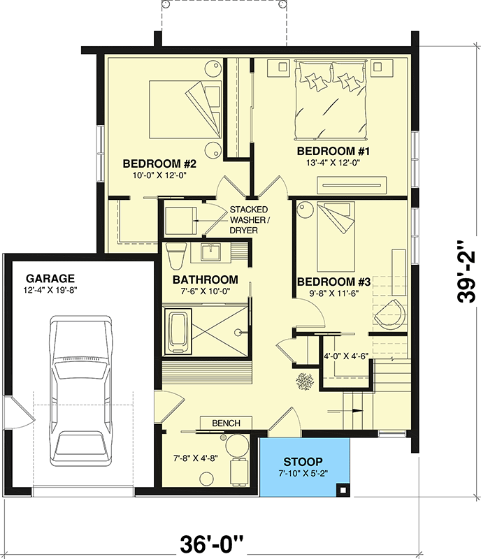 Plan 22722DR: Modern Scandinavian 3 Bed House Plan with Walkout Garage and Outdoor Kitchen - Floor Plan - Main Level - Modern, Scandinavian