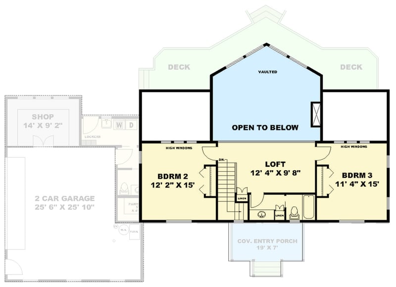 Plan 350165GH: Mountain Craftsman House Plan with Vaulted Great Room and Main Floor Master Suite - Floor Plan - 2nd Floor - Craftsman, Mountain