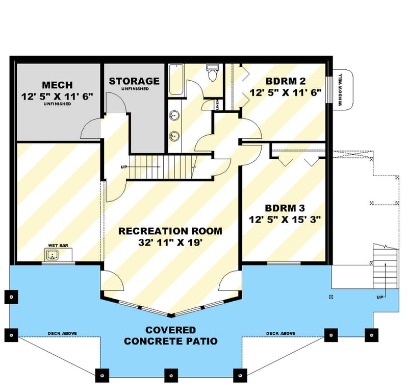Plan 350170GH: Craftsman Mountain Plan with Two-Story Great Room, Walkout Basement - Floor Plan - Optional Finished Lower Basement Level - Craftsman, Mountain