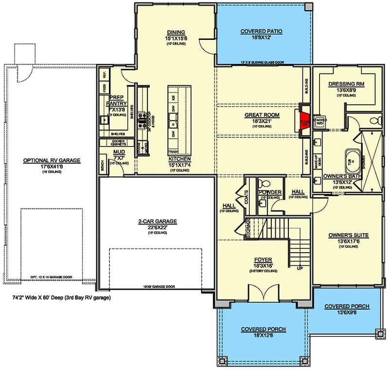Plan 370052SEN: Modern Northwest House Plan: 5 Beds, Dual Master Suites and Loft - Floor Plan - Main Level - Contemporary, Northwest