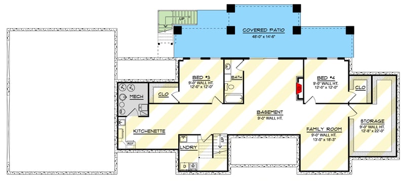 Plan 135393GRA: Sleek Contemporary Modern Ranch House Plan with Open Living and 3-Car Garage - Floor Plan - Optional Lower Level - Contemporary, Modern, Ranch