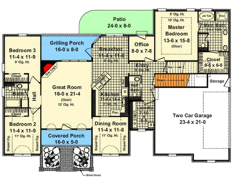 Plan 51321MM: Modern Farmhouse Plan with Home Office and Optional Bonus Room - Floor Plan - Main Level - Country, Farmhouse, Modern Farmhouse