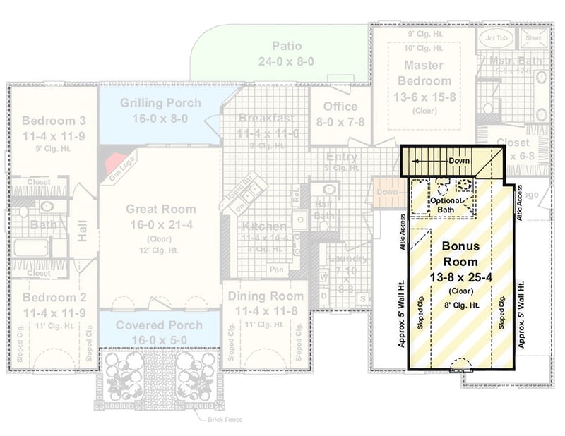 Plan 51321MM: Modern Farmhouse Plan with Home Office and Optional Bonus Room - Floor Plan - Optional Finished Upper Bonus Level - Country, Farmhouse, Modern Farmhouse