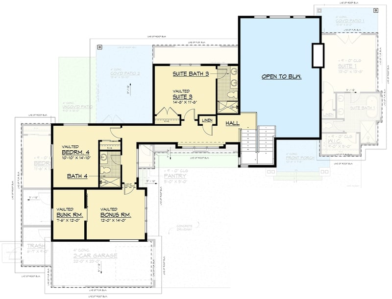 Plan 666308RAF: Northwest Contemporary House Plan with Master on Main and Two-Story Great Room - Floor Plan - 2nd Floor - Contemporary, Northwest