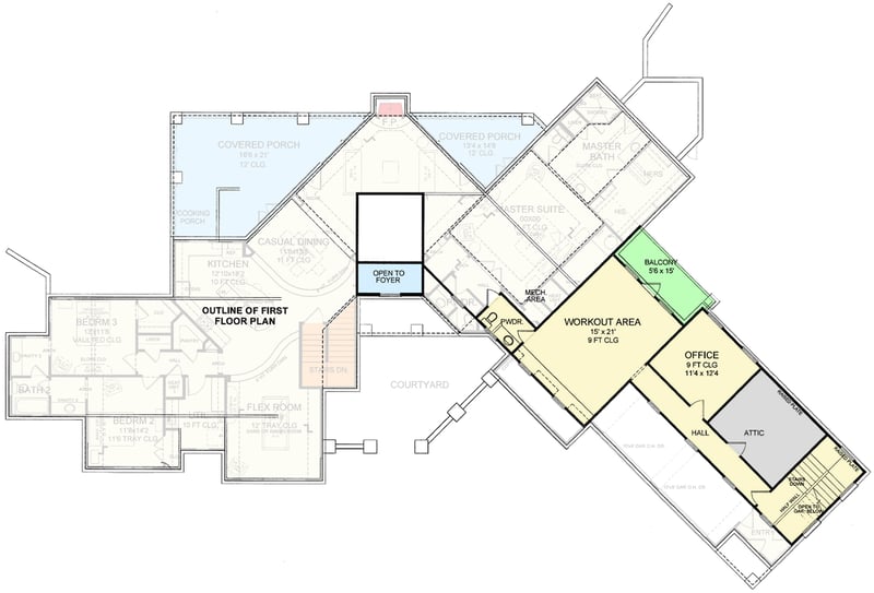Plan 54044LK: Grand Coastal Contemporary House Plan with Pool and Main-Level Master Suite - Floor Plan - 2nd Floor - Coastal, Coastal Contemporary, Contemporary, Transitional