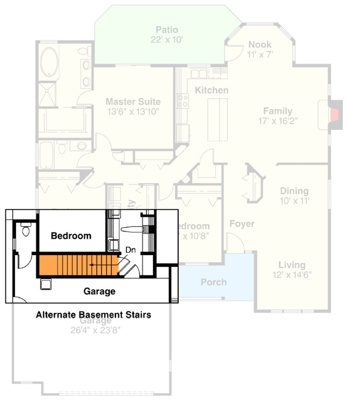 Plan 720159DA: Inviting Craftsman Ranch House Plan: 3 Beds, 2.5 Baths, 1,867 Sq Ft - Floor Plan - Basement Stairs Location - Craftsman, Ranch, Traditional