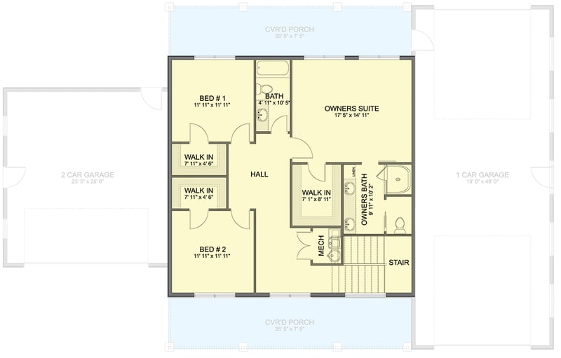 Plan 61674UT: Traditional House Plan with RV Garage, Home Office and 3 Beds - Floor Plan - 2nd Floor - Traditional