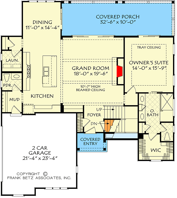 Plan 710444BTZ: New American House Plan with First-Floor Master Suite and Expansive Rear Porch - Floor Plan - Main Level - Acadian, Country, New American, Southern