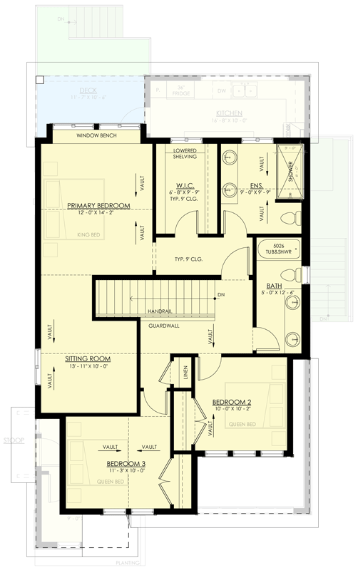 Plan 270122AF: 3-4 Bed New American House Plan with Home Office and Deck - Floor Plan - 2nd Floor - Country, New American, Traditional