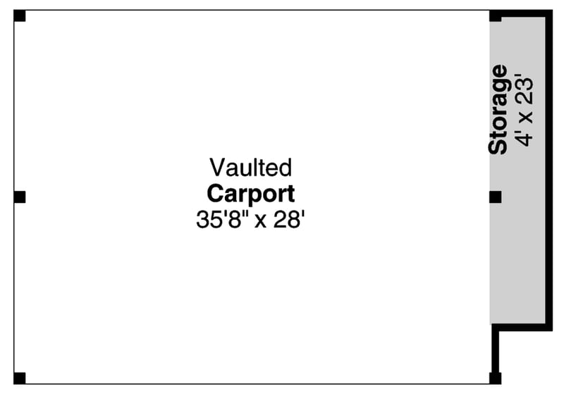 Plan 720165DA: Modern Farmhouse Style 2-Car Vaulted Carport Plan with Storage - Floor Plan - Main Level