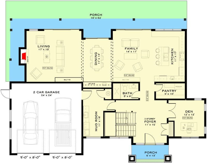 Plan 147050RML: Grand Modern Transitional House Plan with Soaring Entry and Wet Bar - Floor Plan - Main Level - Modern, Transitional