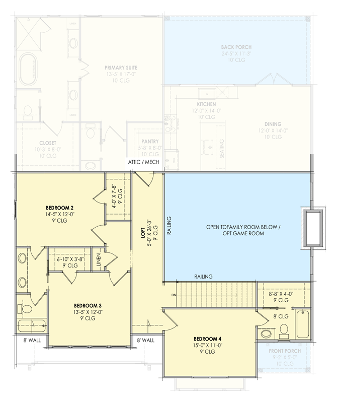 Plan 818185JSS: Elegant 4-Bed Modern Tudor Plan with First Floor Primary Suite and Flexible Floor Plan - Floor Plan - 2nd Floor - Colonial, Modern, New American, Tudor