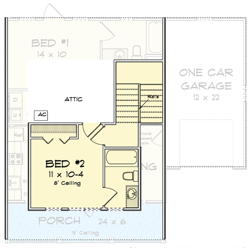 Plan 52489WM: Compact 2-Bed Farmhouse House Plan with Covered Porch and 1 Car Garage - Floor Plan - 2nd Floor - Country, Farmhouse, Traditional