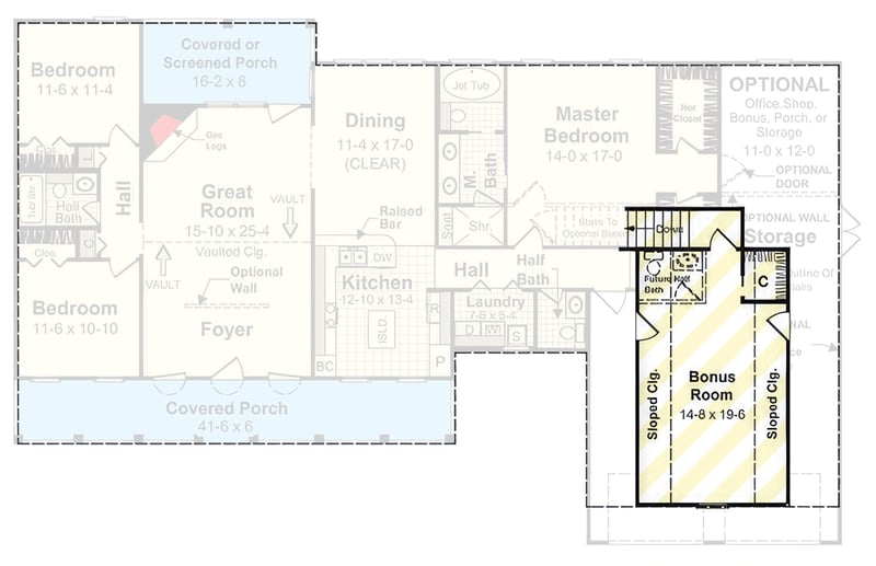 Plan 51335MM: Inviting 3-Bed Farmhouse House Plan with Master Suite on Main - Floor Plan - Optionally Finished Bonus Room - Country, Farmhouse, Southern, Traditional