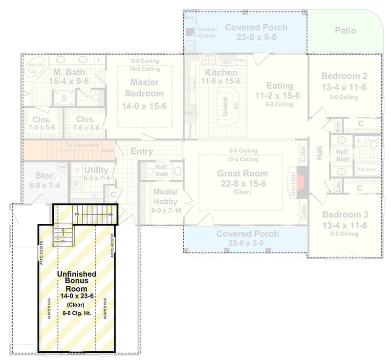 Plan 51336MM: Charming 3-Bedroom Farmhouse House Plan with Main Level Master and Bonus Room - Floor Plan - 2nd Floor - Coastal, Farmhouse, New American