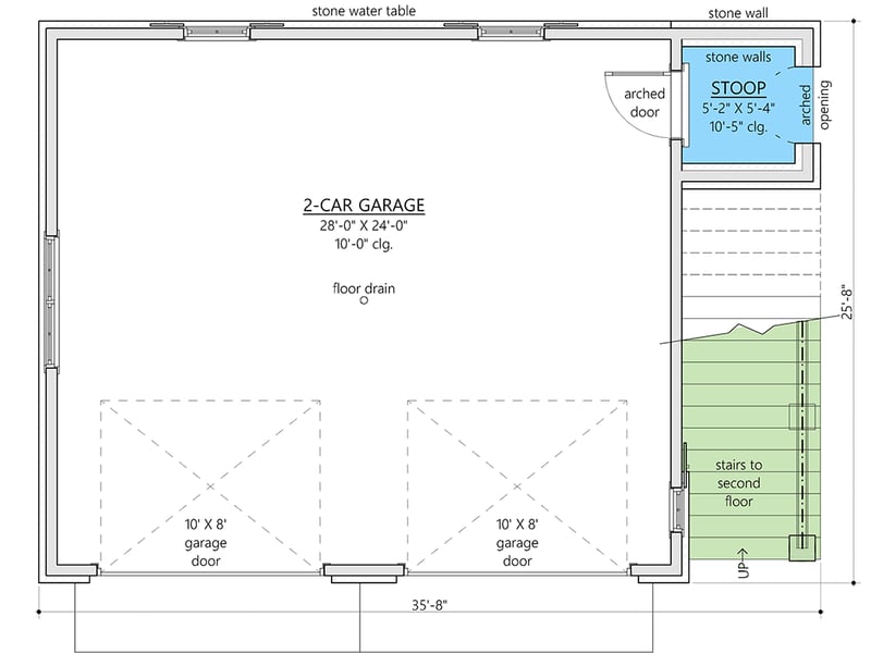Plan 865029SHW: Coastal Carriage House Plan: 1 Bed Apartment, 2-Car Garage - Floor Plan - Main Level - Beach, Carriage, Coastal, Contemporary, Craftsman, Modern Farmhouse